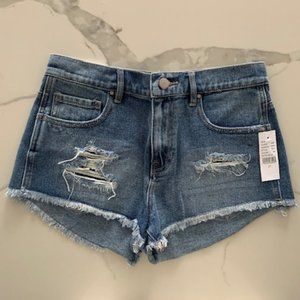 NWT PacSun High Waisted Distressed Blue Denim Shorts - Size 27